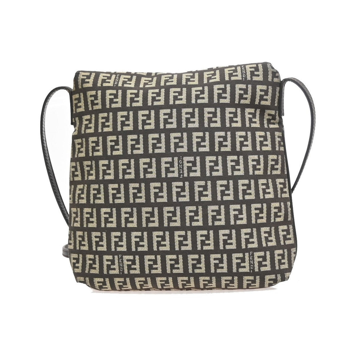 Fendi Vintage Flap Zucchino Canvas, Brown, Canvas, Crossbody Bag