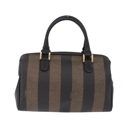 Fendi Vintage Pequin Boston Coated Canvas, Brown, Canvas, Handbag