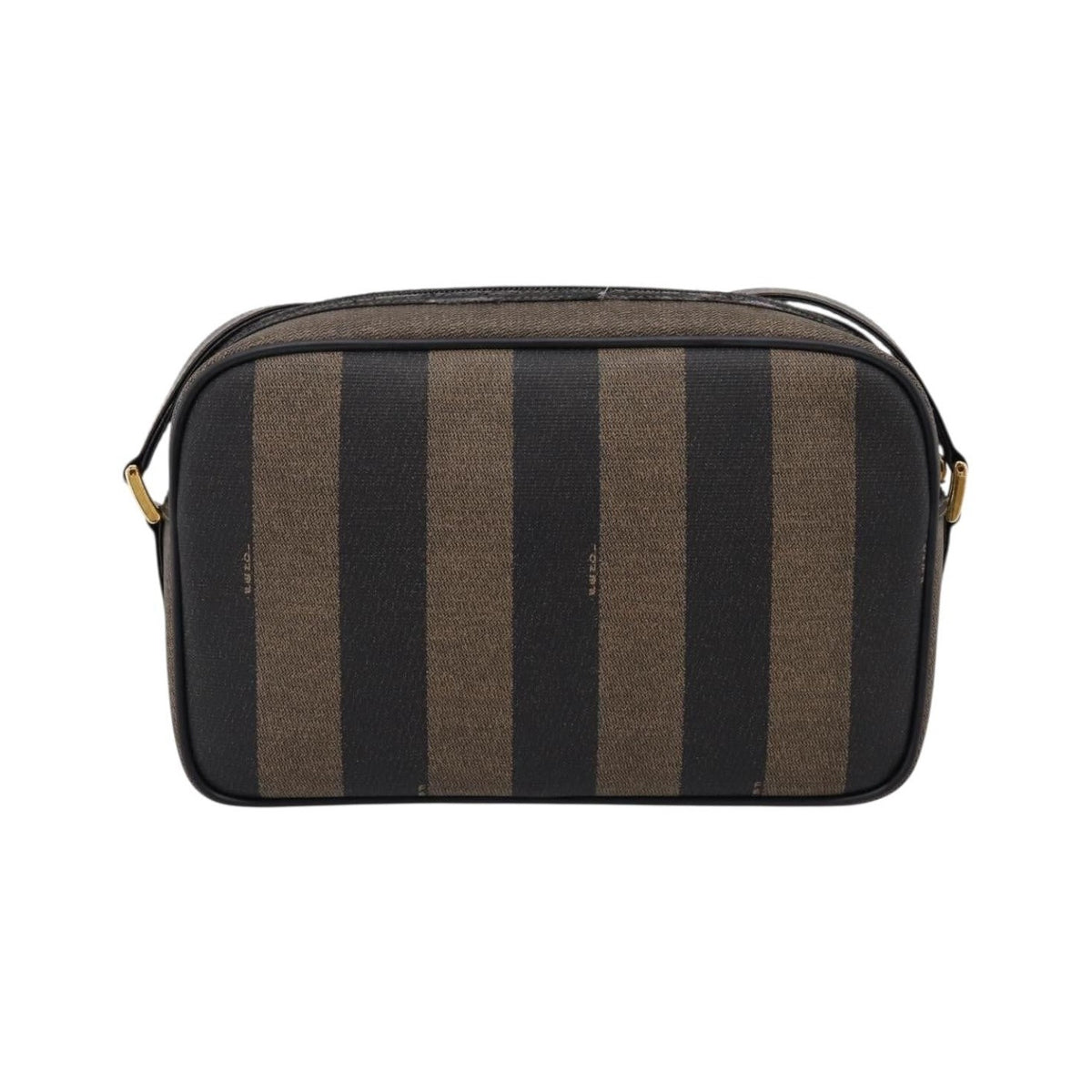 Fendi Vintage Pequin Front Pocket Coated Canvas, Brown, Canvas, Crossbody Bag
