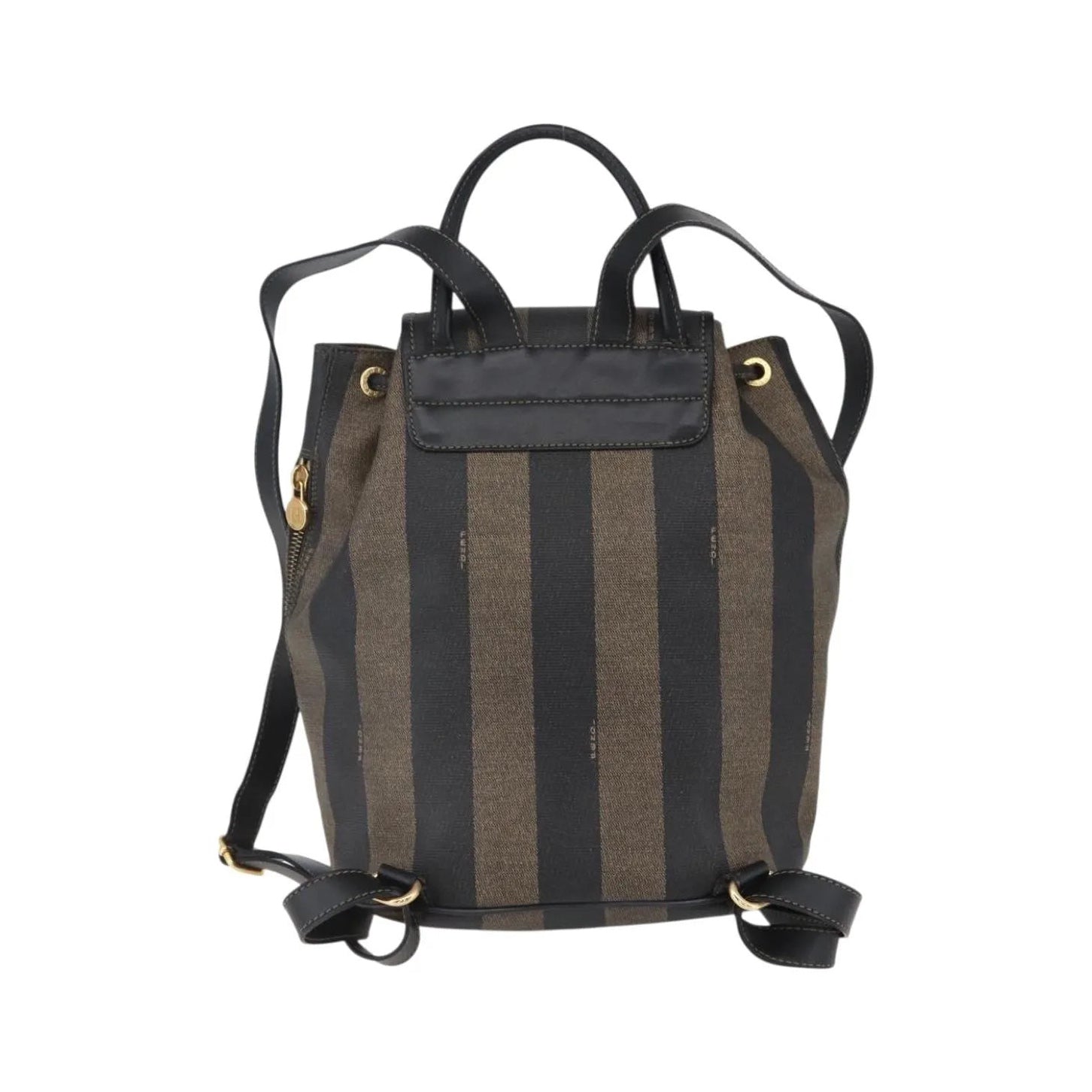 Fendi Vintage Pequin Logo Coated Canvas, Brown, Canvas, Backpack