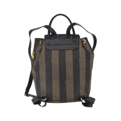 Fendi Vintage Pequin Logo Coated Canvas, Brown, Canvas, Backpack