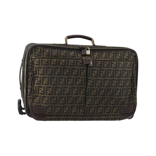 Fendi Vintage Rolling Suitcase Zucca Canvas, Brown, Canvas, Travel Bag
