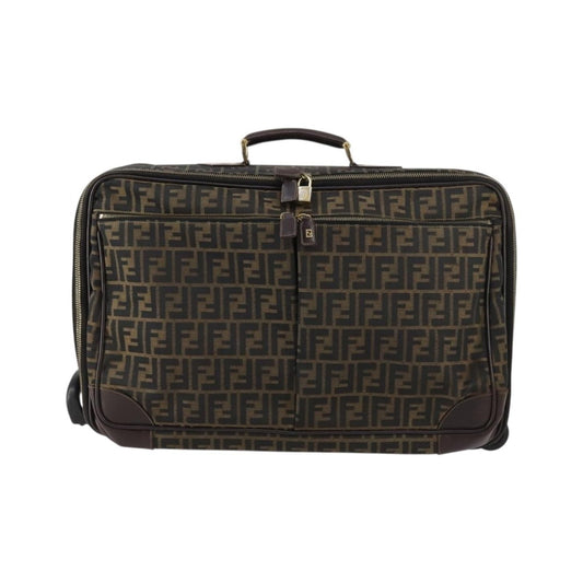 Fendi Vintage Rolling Suitcase Zucca Canvas, Brown, Canvas, Travel Bag