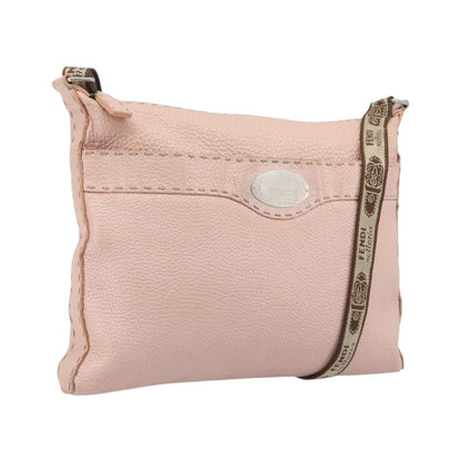 Fendi Vintage Selleria Zip Messenger Leather, Pink, Leather, Handbag