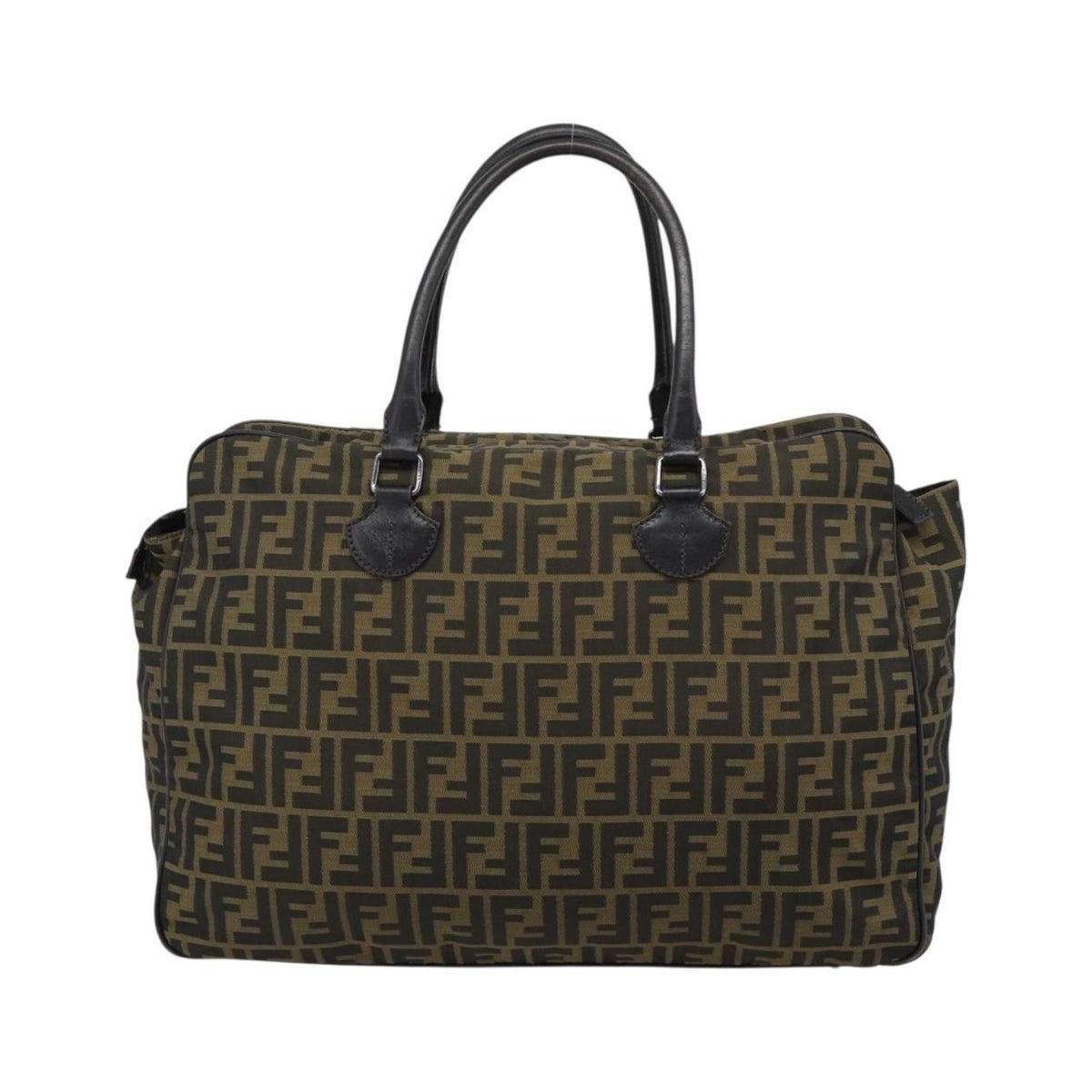 Fendi Vintage Zip Tote Zucca Canvas, Khaki, Canvas, Tote Bag