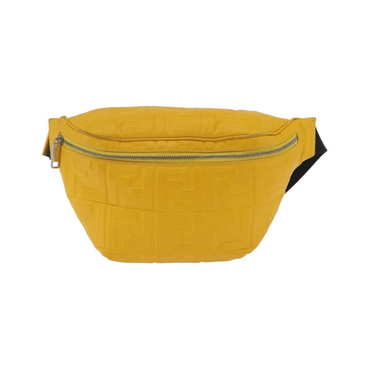 Fendi Zip Waist Zucca Embossed Leather, Yellow, Canvas, Handbag