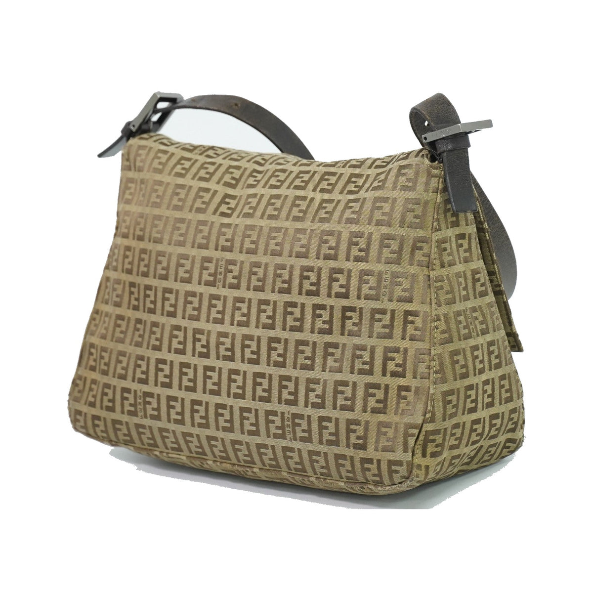 Fendi Zucchino Canvas Mamma Baguette Canvas, Brown, Canvas, Shoulder Bag