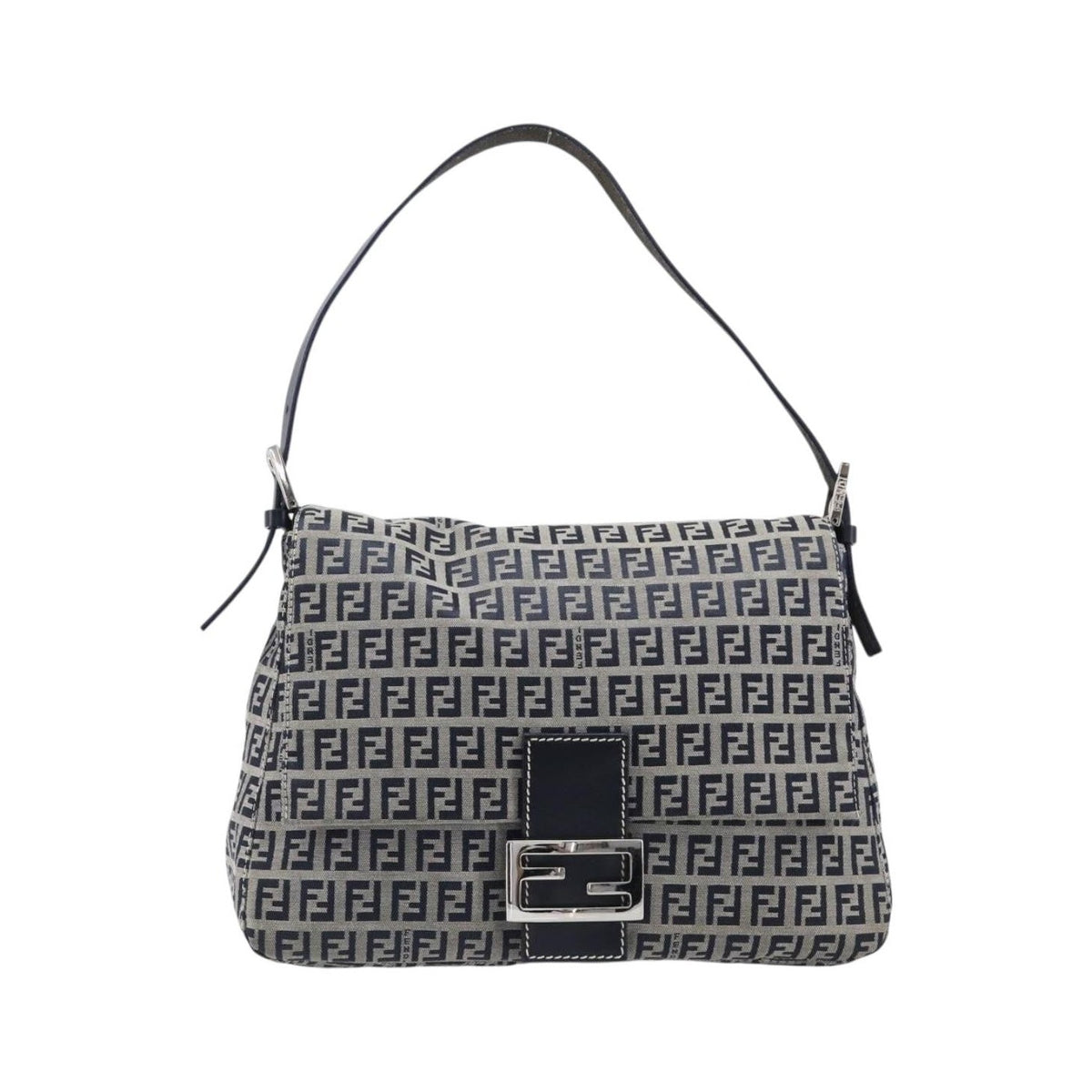 Fendi Zucchino Canvas Mamma Baguette Canvas, Navy, Canvas, Shoulder Bag