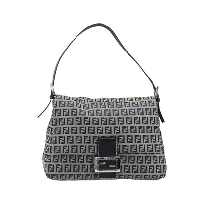 Fendi Zucchino Canvas Mamma Baguette Canvas, Navy, Canvas, Shoulder Bag