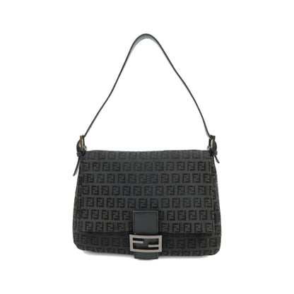 Fendi Zucchino Canvas Mamma Baguette Canvas, Black, Canvas, Shoulder Bag