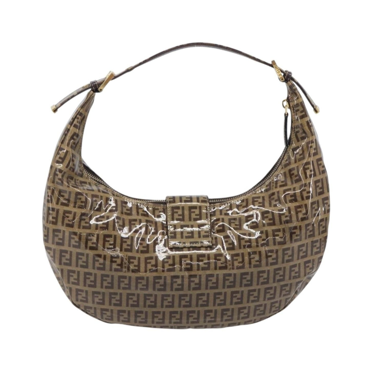 Fendi Zucchino Canvas Mamma Baguette Canvas, Brown, Canvas, Shoulder Bag