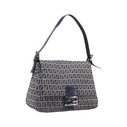 Fendi Zucchino Mamma Baguette Canvas, Navy, Canvas, Shoulder Bag