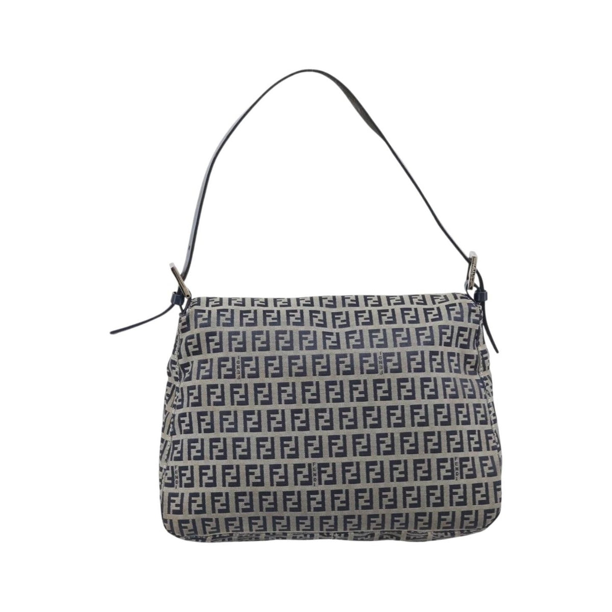 Fendi Zucchino Mamma Baguette Canvas, Navy, Canvas, Shoulder Bag