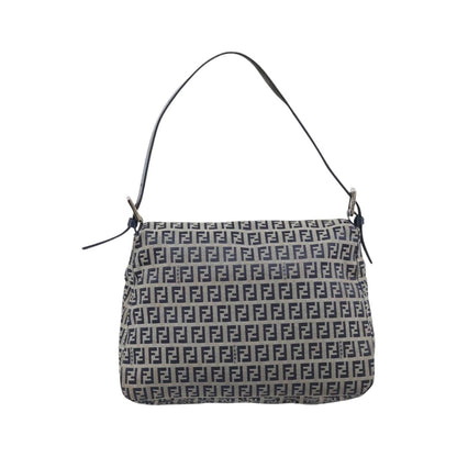Fendi Zucchino Mamma Baguette Canvas, Navy, Canvas, Shoulder Bag