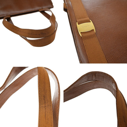 Salvatore Ferragamo Vala tote Embossed Leather, Brown, Leather, Tote Bag