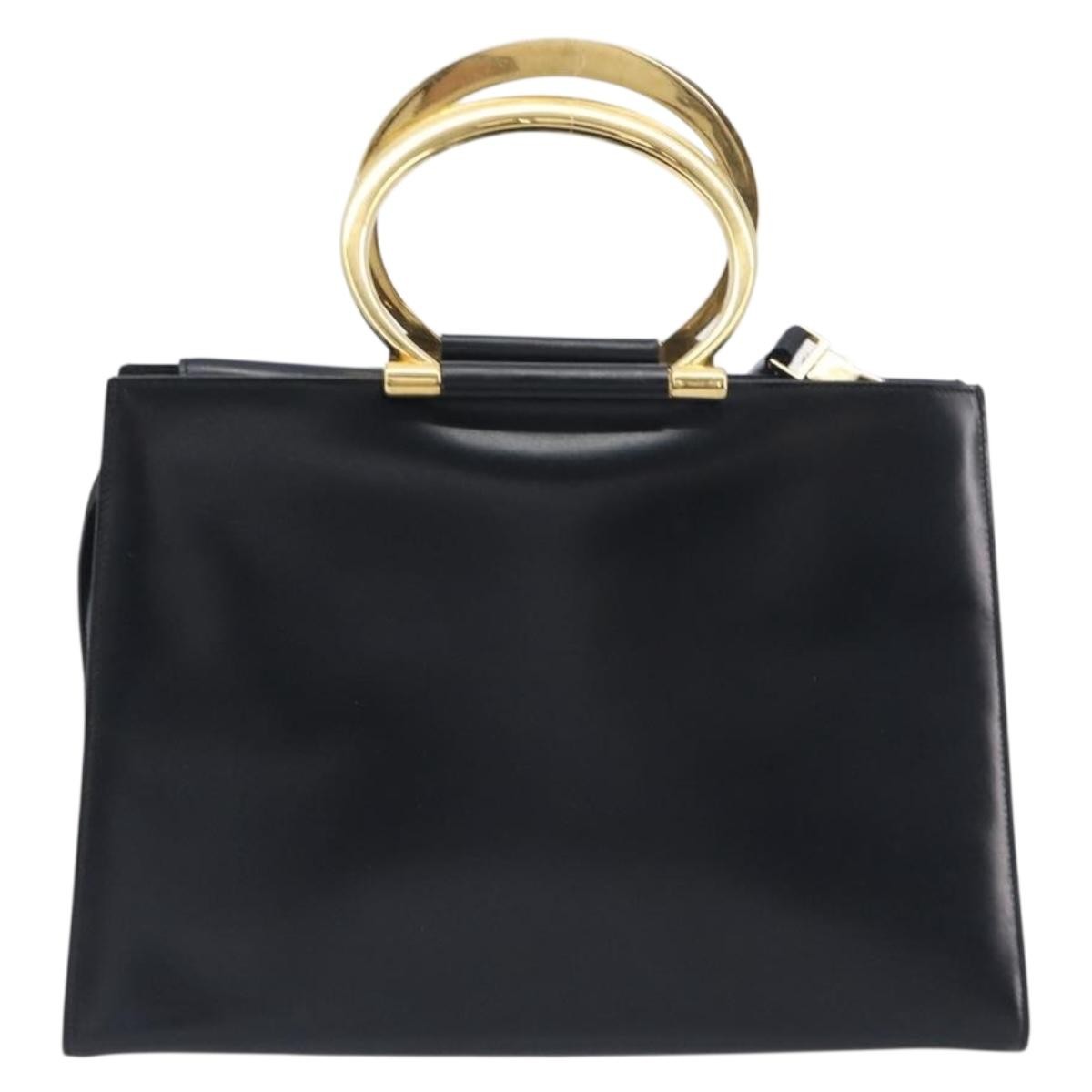 Celine Top Handle Leather, Black, Leather, Handbag