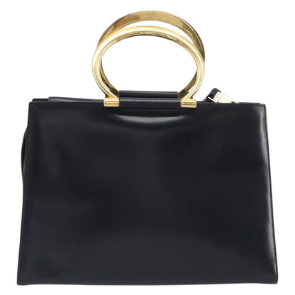 Celine Top Handle Leather, Black, Leather, Handbag