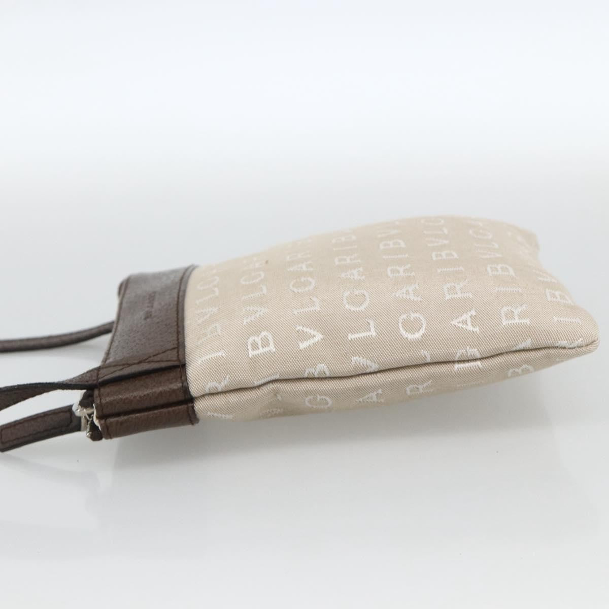 Bvlgari Logomania Canvas with Leather, Beige, Canvas, Shoulder Bag