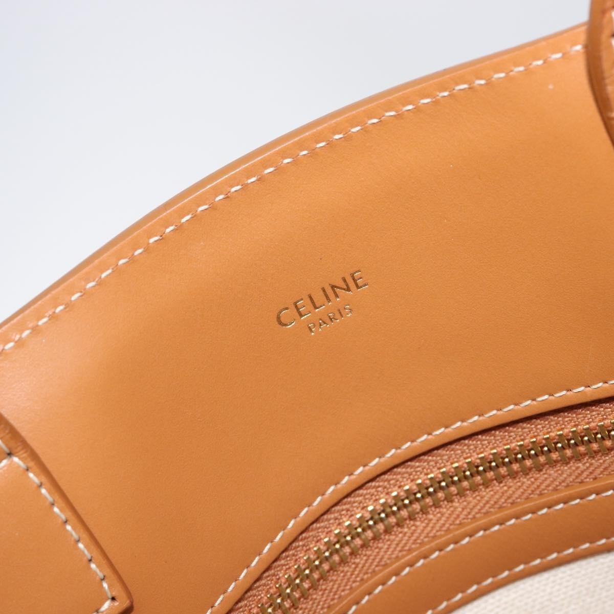 Celine Vertical Cabas Canvas with Leather, Beige, Canvas, Tote Bag