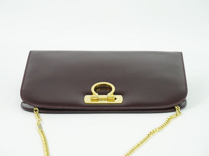 Salvatore Ferragamo Vintage Gancini Chain Leather, Burgundy, Leather, Shoulder Bag