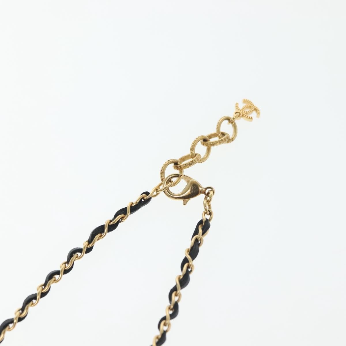 "Chanel CC Perfume Bottle Pendant Chain Long Metal with Leather, Crystals and Faux Pearl", Gold, Metal, Necklace