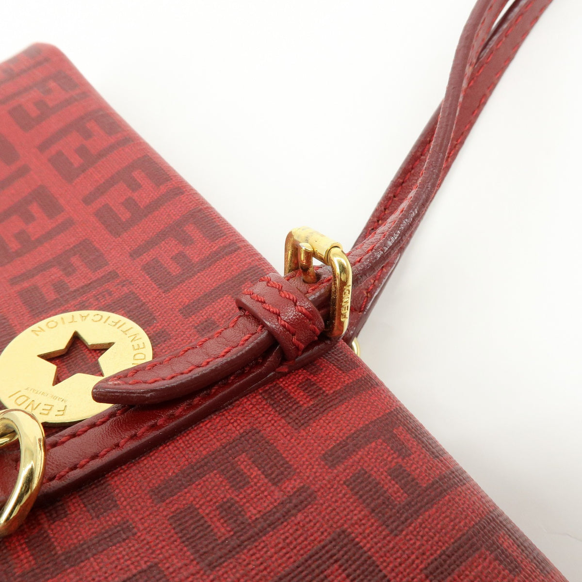 Fendi Superstar Zucchino Coated Canvas, Red, PVC, Tote Bag