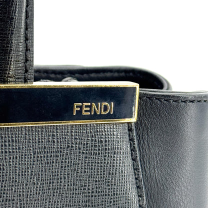 Fendi 2Jours Leather, Black, Calfskin, Handbag