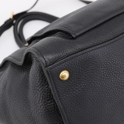 Prada Front Pocket Convertible Vitello Daino, Black, Leather, Tote Bag