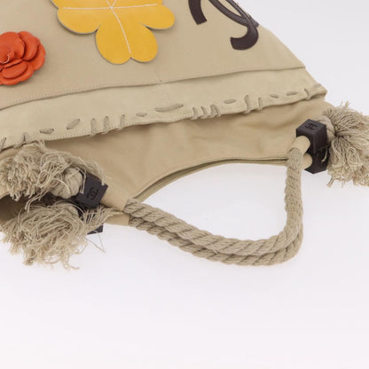 Chanel Camellia Flower Tote Canvas, Beige, Canvas, Tote Bag
