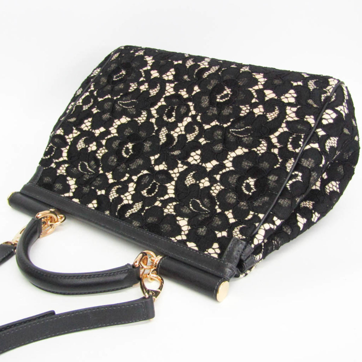 Dolce & Gabbana Miss Sicily Floral Lace, Black, Cotton, Handbag
