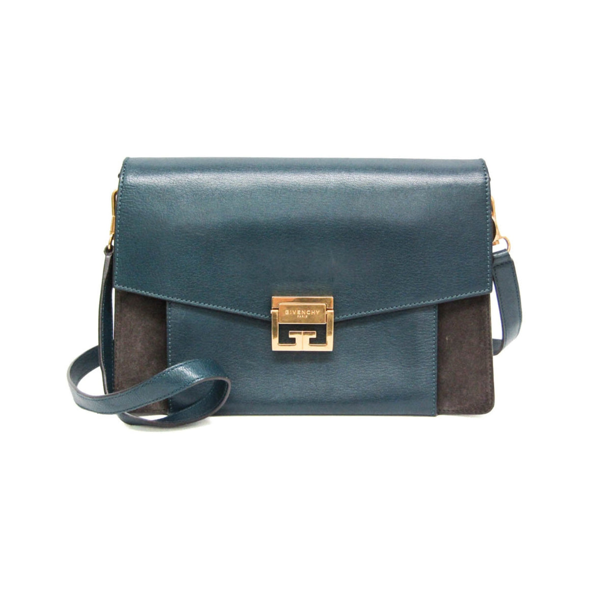 Givenchy GV3 Flap Leather with Suede, Blue, Leather, Handbag