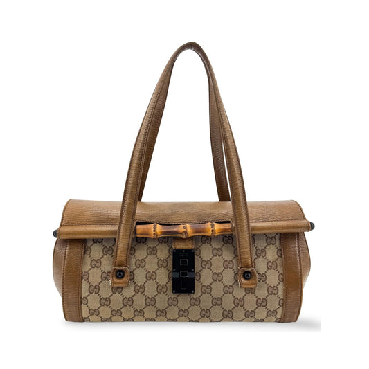 Gucci Bamboo Bullet GG Canvas, Brown, Canvas, Handbag