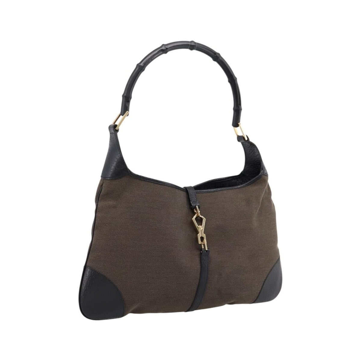 Gucci Bamboo Jackie Leather, Brown, Canvas, Handbag