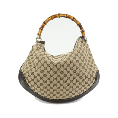 Gucci Bamboo Peggy Hobo GG Canvas, Beige, Canvas, Shoulder Bag