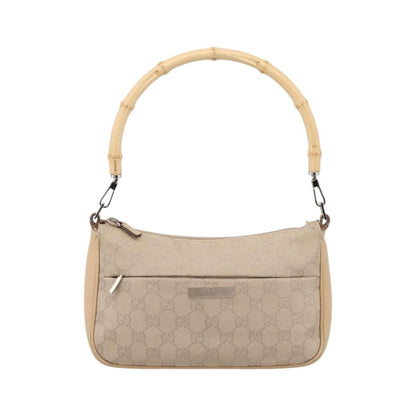 Gucci Bamboo Top Handle GG Canvas, Beige, Canvas, Handbag
