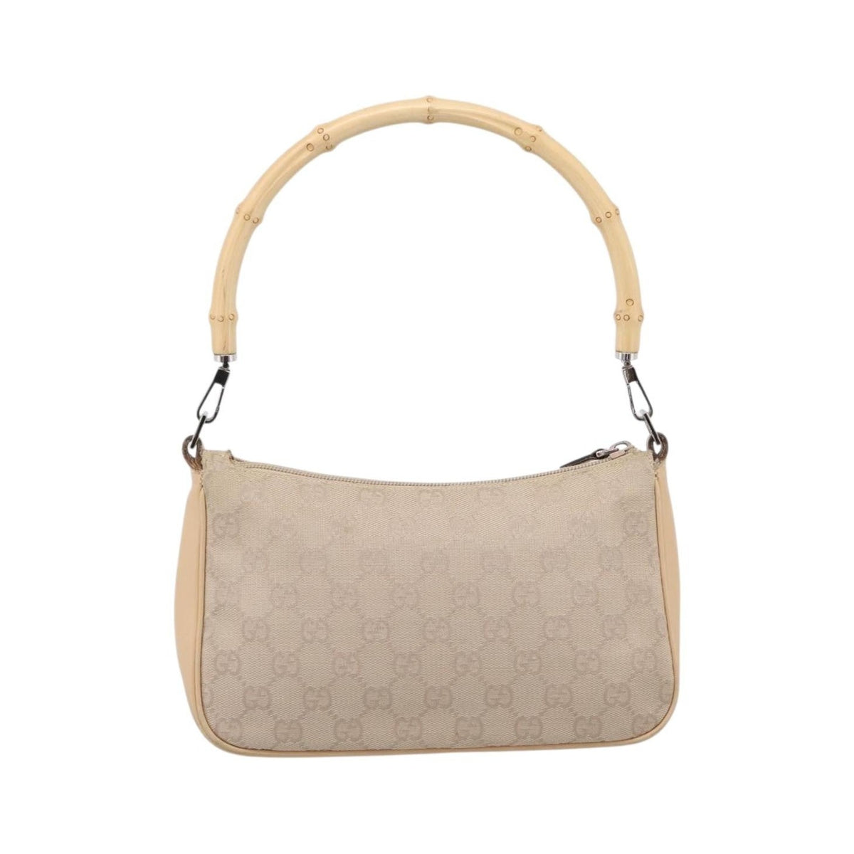 Gucci Bamboo Top Handle GG Canvas, Beige, Canvas, Handbag