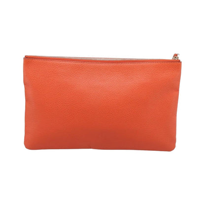 Gucci Bamboo Zip Pouch (Outlet) Leather, Orange, Leather, Clutch