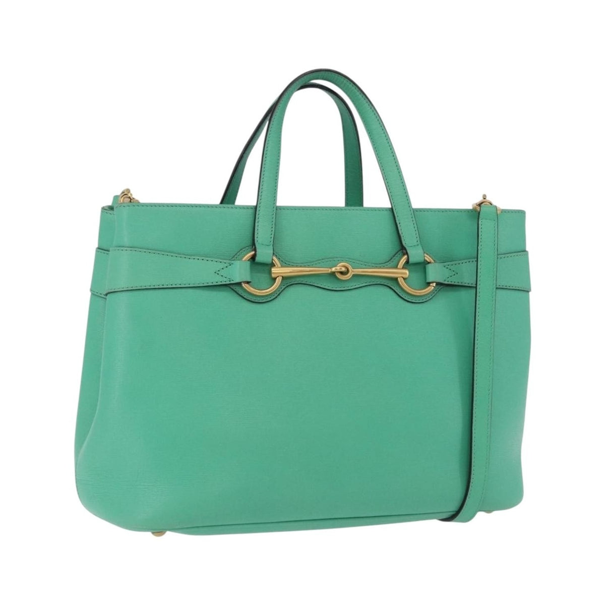 Gucci Bright Bit Convertible Leather, Green, Leather, Tote Bag