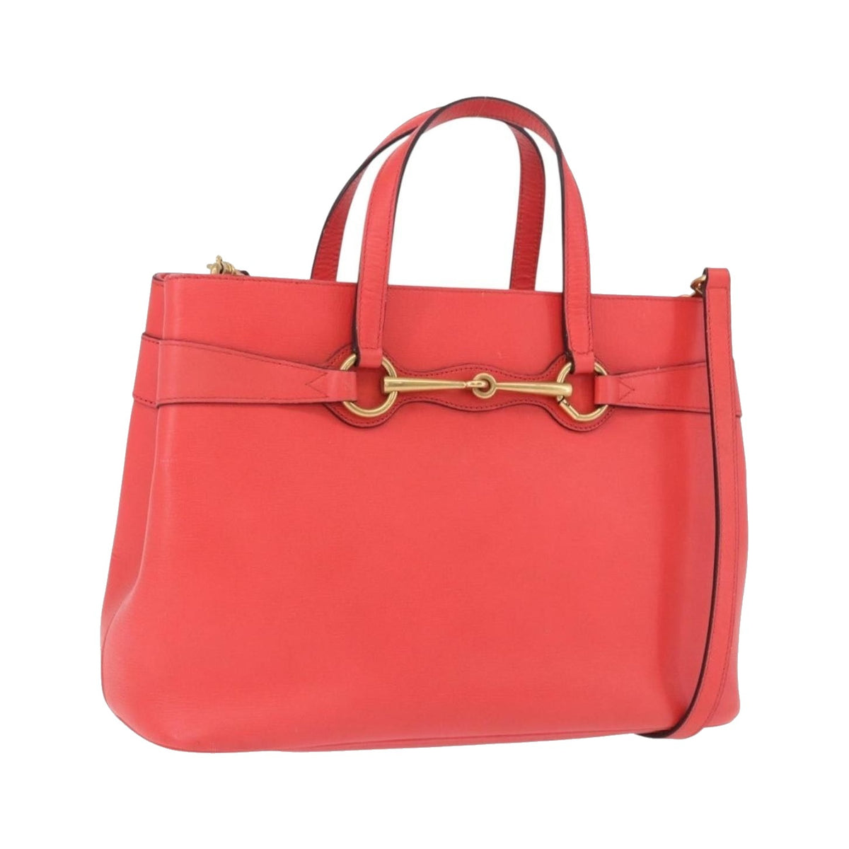 Gucci Bright Bit Convertible Leather, Red, Leather, Tote Bag