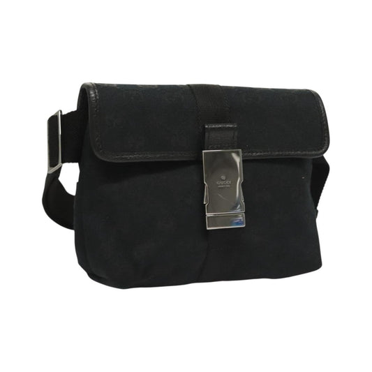 Gucci Buckle Belt GG Canvas, Black, Canvas, Handbag