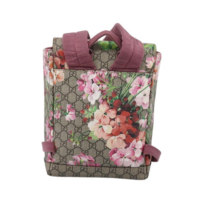 Gucci Buckle Blooms Print GG Coated Canvas, Beige, Canvas, Backpack