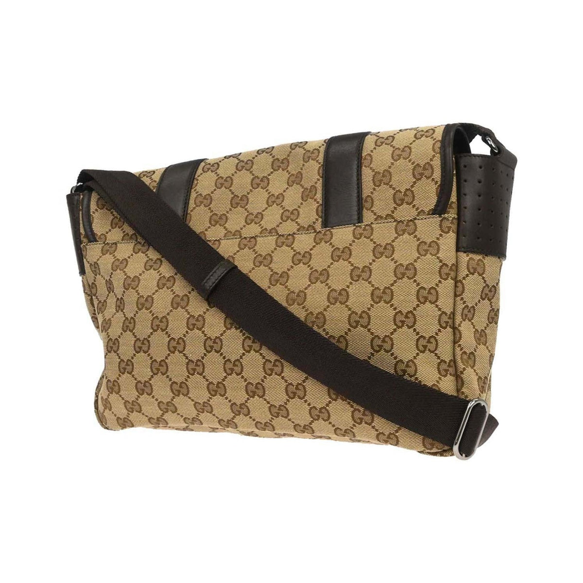 Gucci Buckle Messenger GG Canvas, Beige, Canvas, Handbag