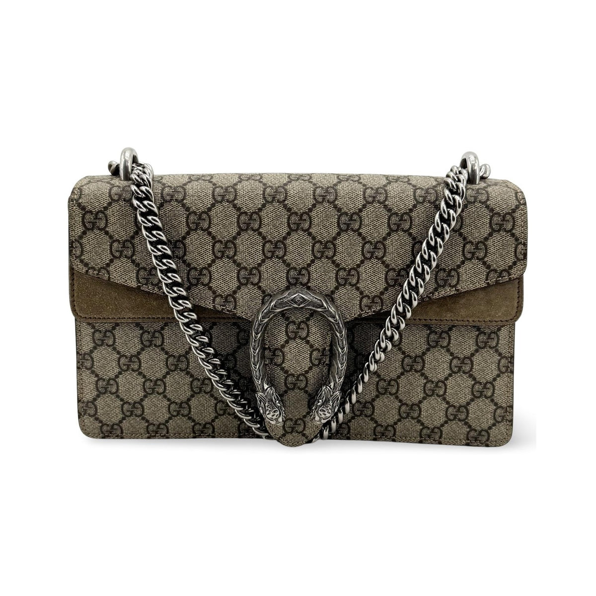 Gucci Dionysus GG Coated Canvas, Brown, Suede, Handbag