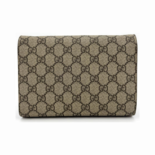 Gucci Dionysus Wristlet Clutch GG Coated Canvas with Leather, Brown, Canvas, Clutch