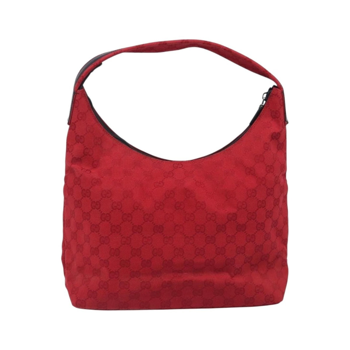 Gucci Double Pocket Zip Hobo GG Canvas, Red, Canvas, Shoulder Bag