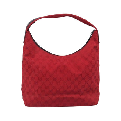 Gucci Double Pocket Zip Hobo GG Canvas, Red, Canvas, Shoulder Bag