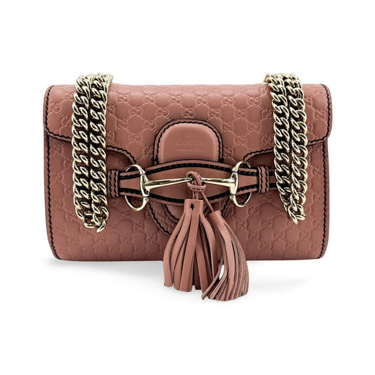 Gucci Emily Chain Flap Guccissima Leather, Pink, Leather, Shoulder Bag