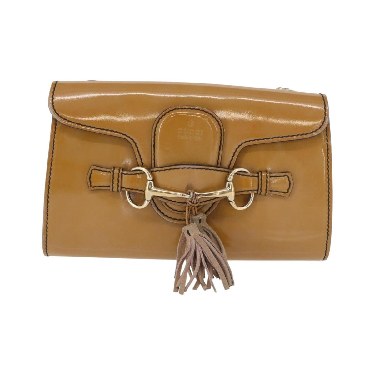 Gucci Emily Chain Flap Patent, Beige, Patent Leather, Shoulder Bag