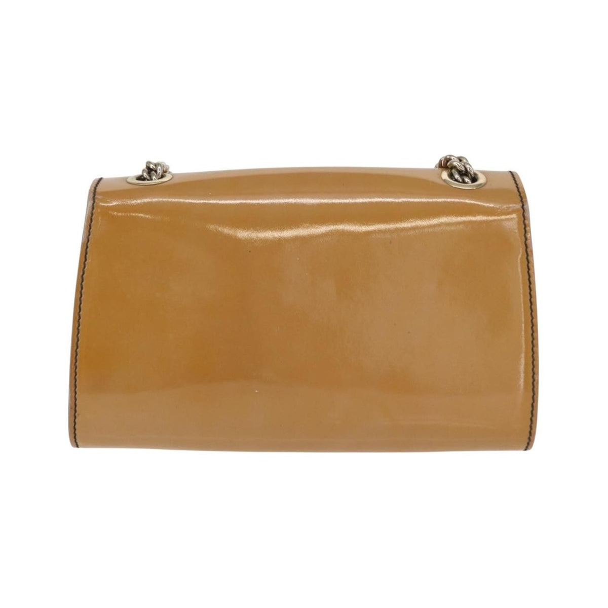 Gucci Emily Chain Flap Patent, Beige, Patent Leather, Shoulder Bag