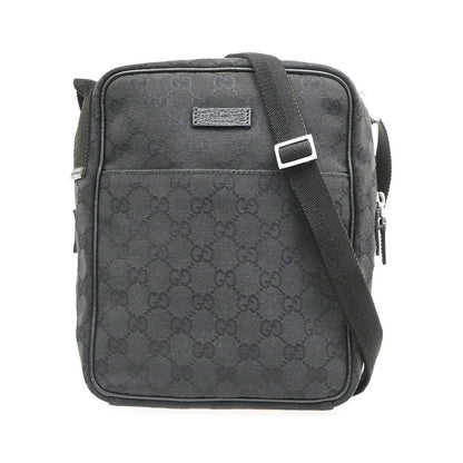 Gucci Front Pocket Messenger GG Canvas, Black, Canvas, Crossbody Bag